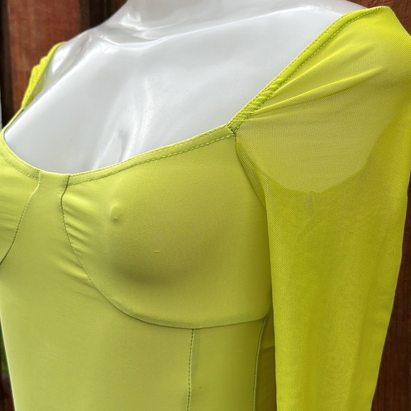 Boohoo Silky Mesh Sleeve Midaxi Women’s Dress Lime Size 10 - Picture 7 of 13